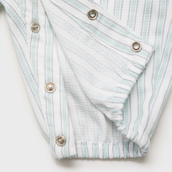 Mango Striped Cotton Dungarees, 9-12M, Like New - Picture 4 of 7